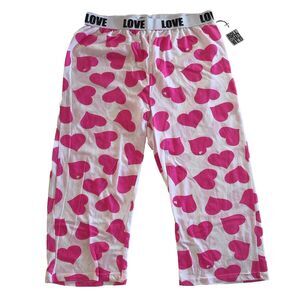 Roll Outta Bed Pink Heart Pajama Bottoms Juniors Size XL